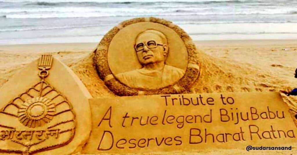 Biju Patnaik Sand Art for Bharat Ratna by Sudarsan Pattnaik